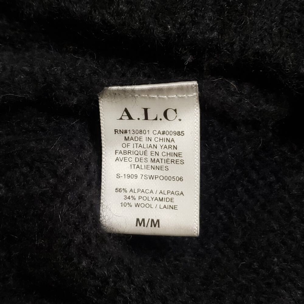 A.L.C. Tracey Fair Isle Sweater Oversized Alpaca Turtleneck Blk Bordeaux Sz Med - Picture 8 of 13